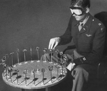 Archival photo of an air force cadet taking a dexterity test
