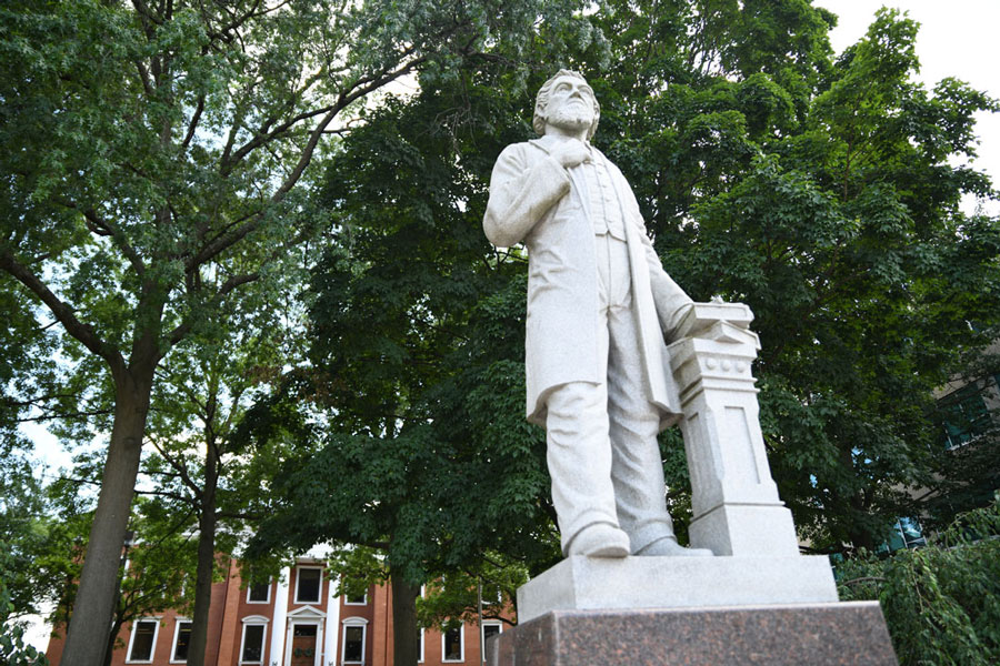 Statue of John R. Buchtel on The University of Akron campus