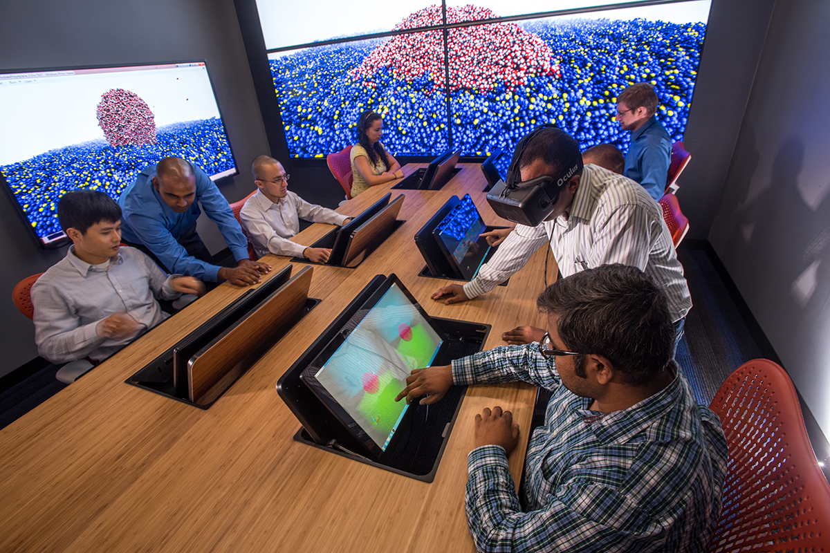 Polymer students in the visualization lab
