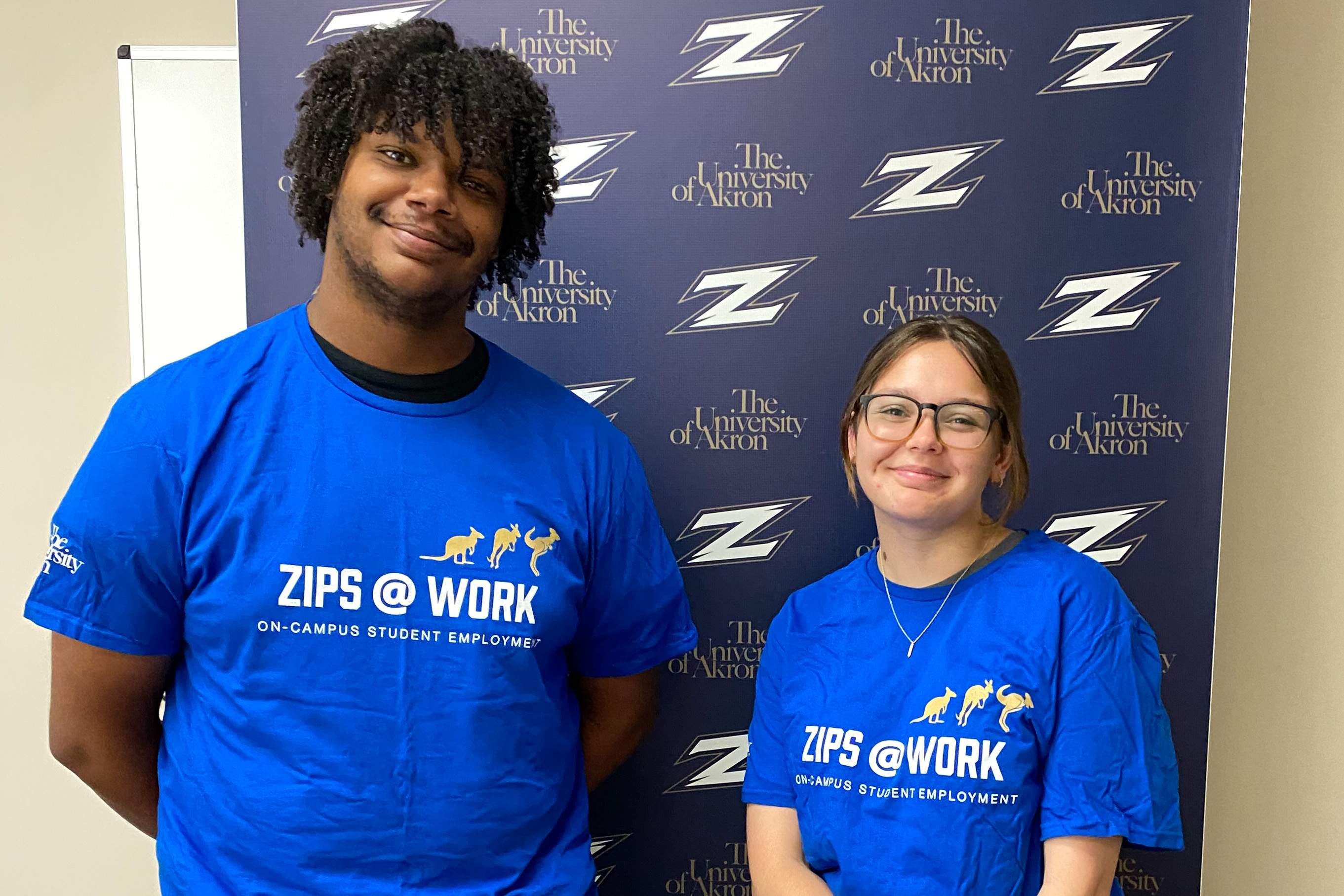 Two Zips@Work Student Employees smiling for the camera