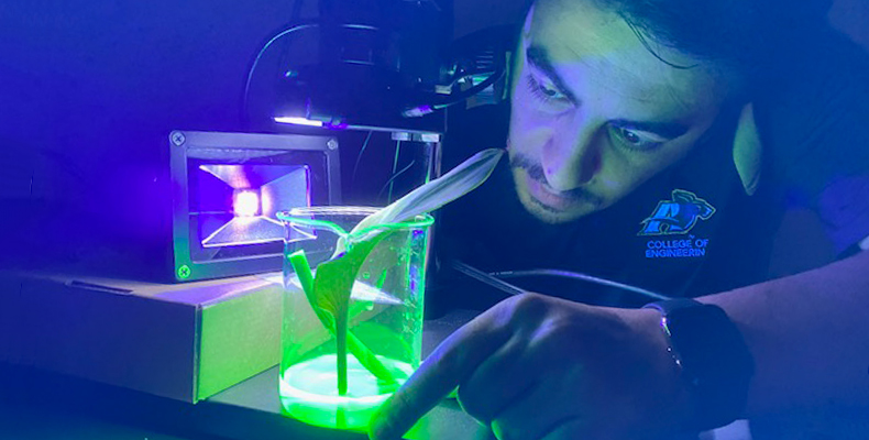 Engineering student in the lab