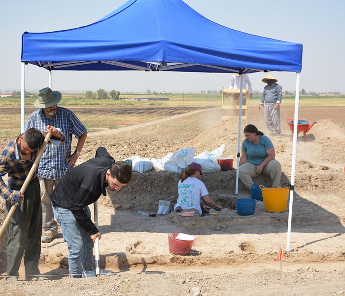 Students on an archaeological dig