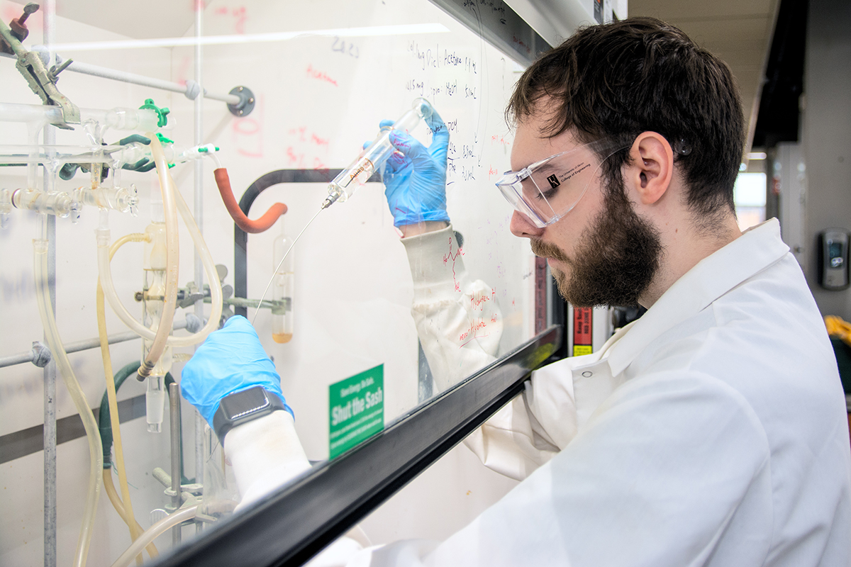 Polymer student in the lab