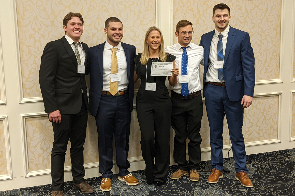 Pictured left to right are UA OCA team members Carl Schaub, Hayden Heilman, Kailee Gorczyca, Shane Larkins and Jack Weaver III.