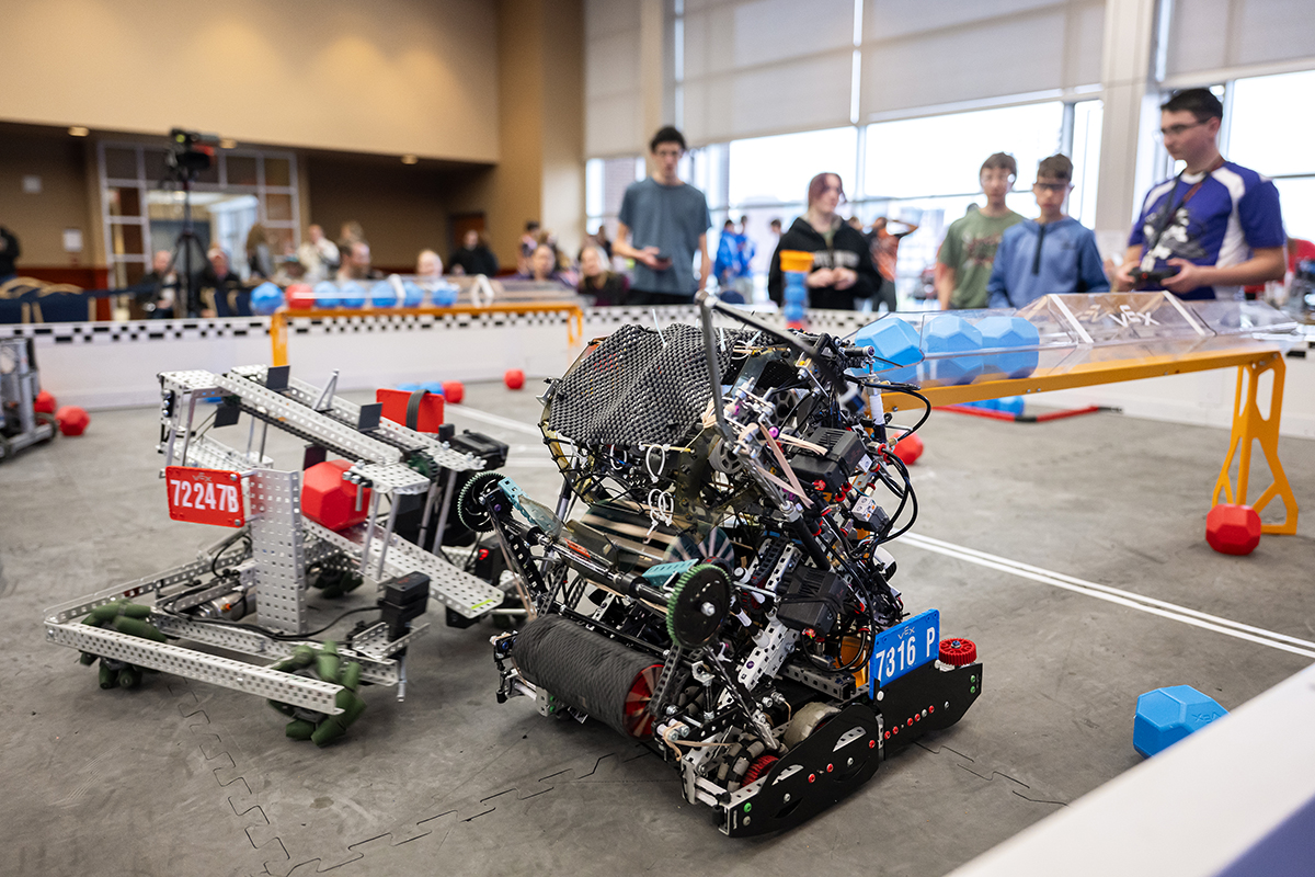 Students competiting at the Akron Roobotics Rubber City Rumble