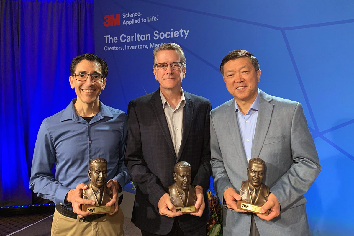 Recipients of admission into the prestigious 3M Carlton Society include John Sebastian, along with UA alumni Martin Denker, ’85, ’92,  and Fuming (Bruce) Li, ’98.